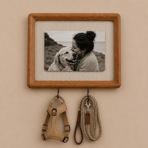 Dog Photo Frame Key Holder, Pet Memorial Gift, Personalized Dog Mom Wall Decor, Custom Pet Frame, Dog Dad Gift, Housewarming Present