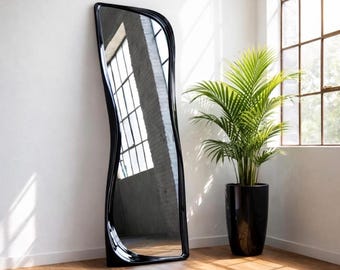 Black Framed Full Length Mirror: Handmade, Home decor, Asymmetrical, İrragular, Entryway Mirror