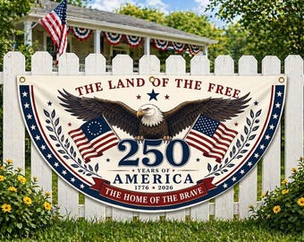 America 250 Eagle Bunting, Patriotic Eagle Decor, Semiquincentennial Banner, Americana Banner, Liberty Celebration Flag, Made in USA