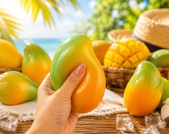 Squishy mangue aux couleurs changeantes, agitation lente en TPR, balle anti-stress thermochromique