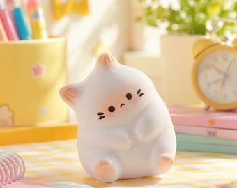 Jouet spongieux en forme de chat en dessin animé, ornement de bureau pour soulager le stress en mousse PU à hauteur lente