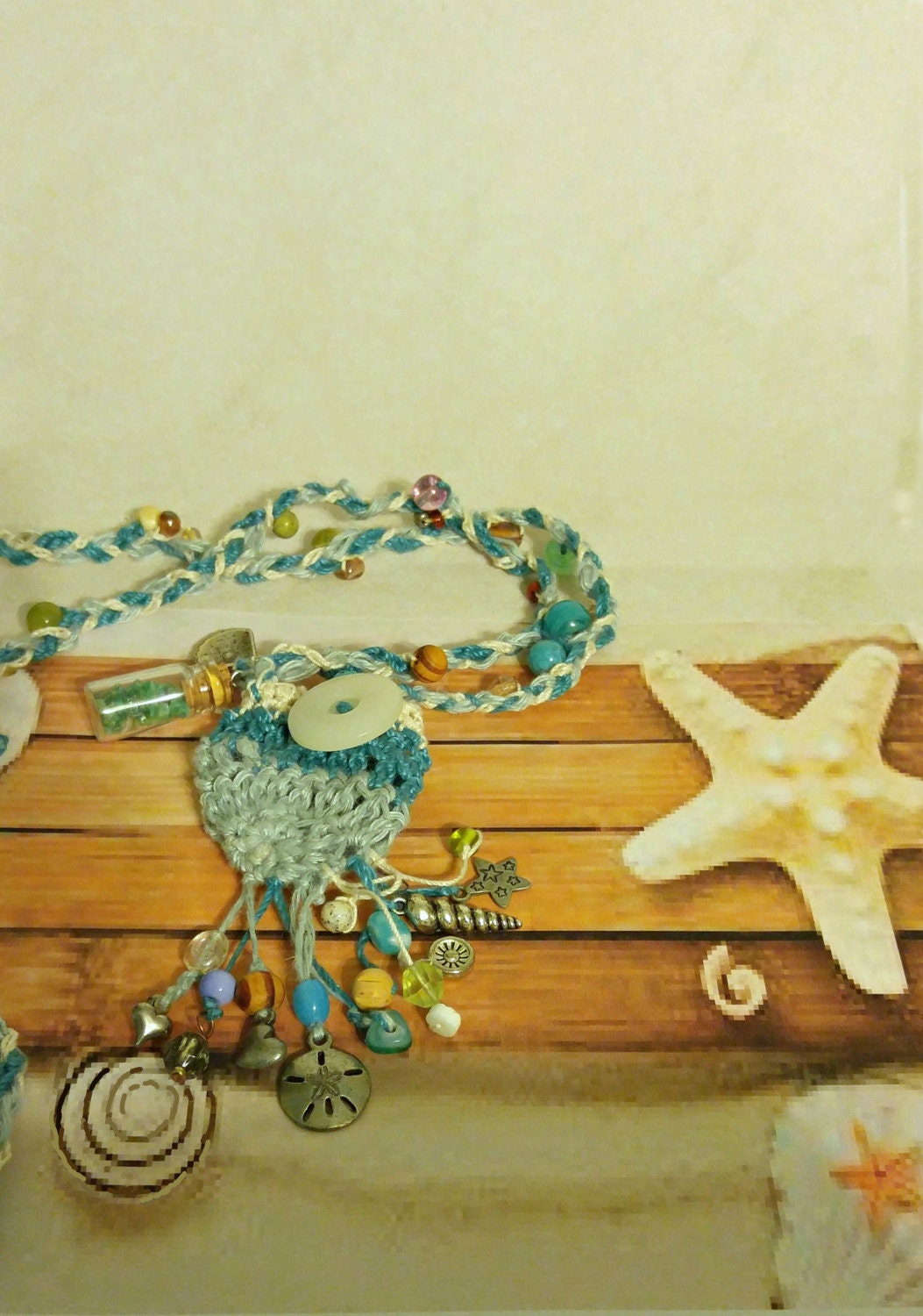 Necklace Crochet Pouch with Charms and Beads Etsy