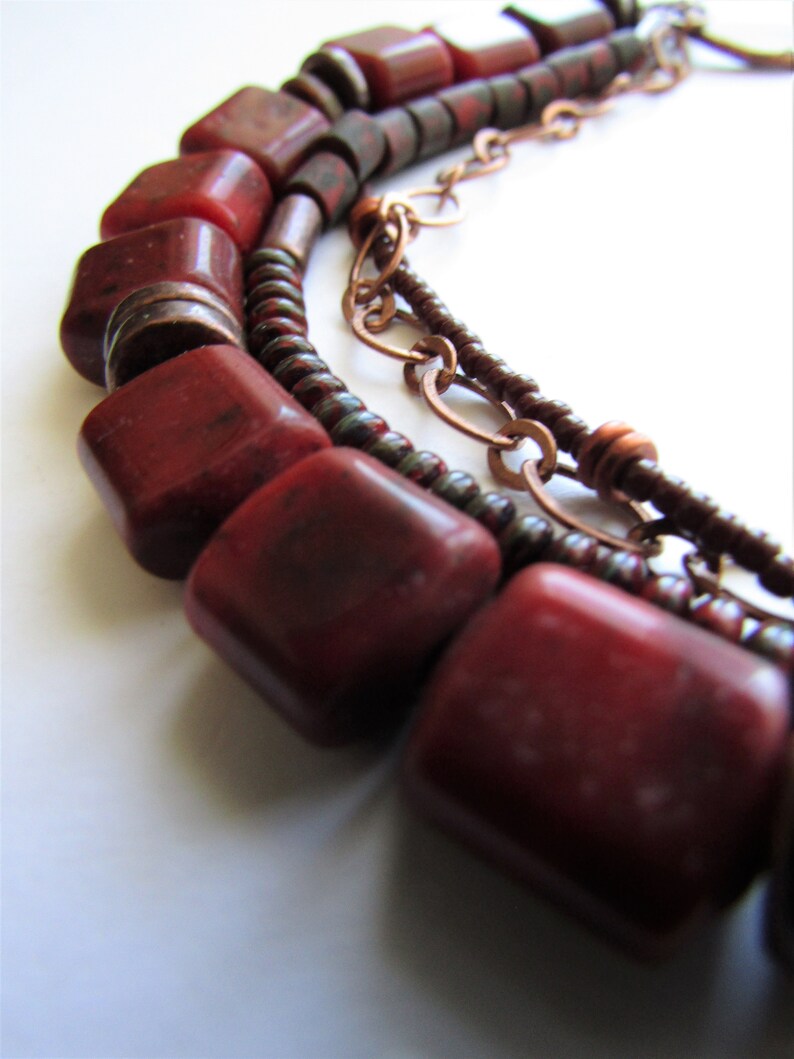 All Season Artisan Bracelet Rustic Bracelet Earthy Bracelet Vintage Red Beads Multi Beaded Bracelet Multi Strand Bracelet Bracelet