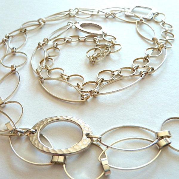 SALE - ISABELLA -  Long Silver Necklace