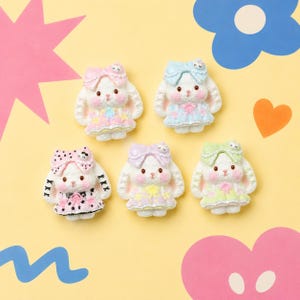 Kawaii Bunny Flatback Charms, Cute Pastel Rabbit Resin Cabochons, DIY Phone Charm Supplies, Scrapbooking Embellishments, Craft Accessories