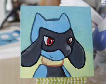 Riolu Pokémon Mystery Dungeon portrait Gouache Painting