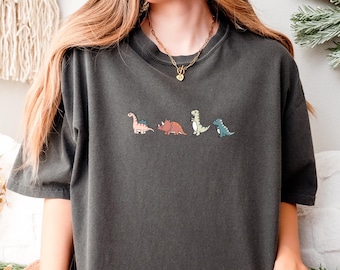 Comfort Colors Tiny Dinosaurs Shirt, Dino Tee, Minimalist Dinosaur T-Shirt