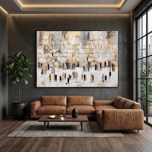 Klaagmuur Jeruzalem canvaskunst, abstract religieus muurdecor, aanbiddingsgeschenken (klaar om op te hangen)