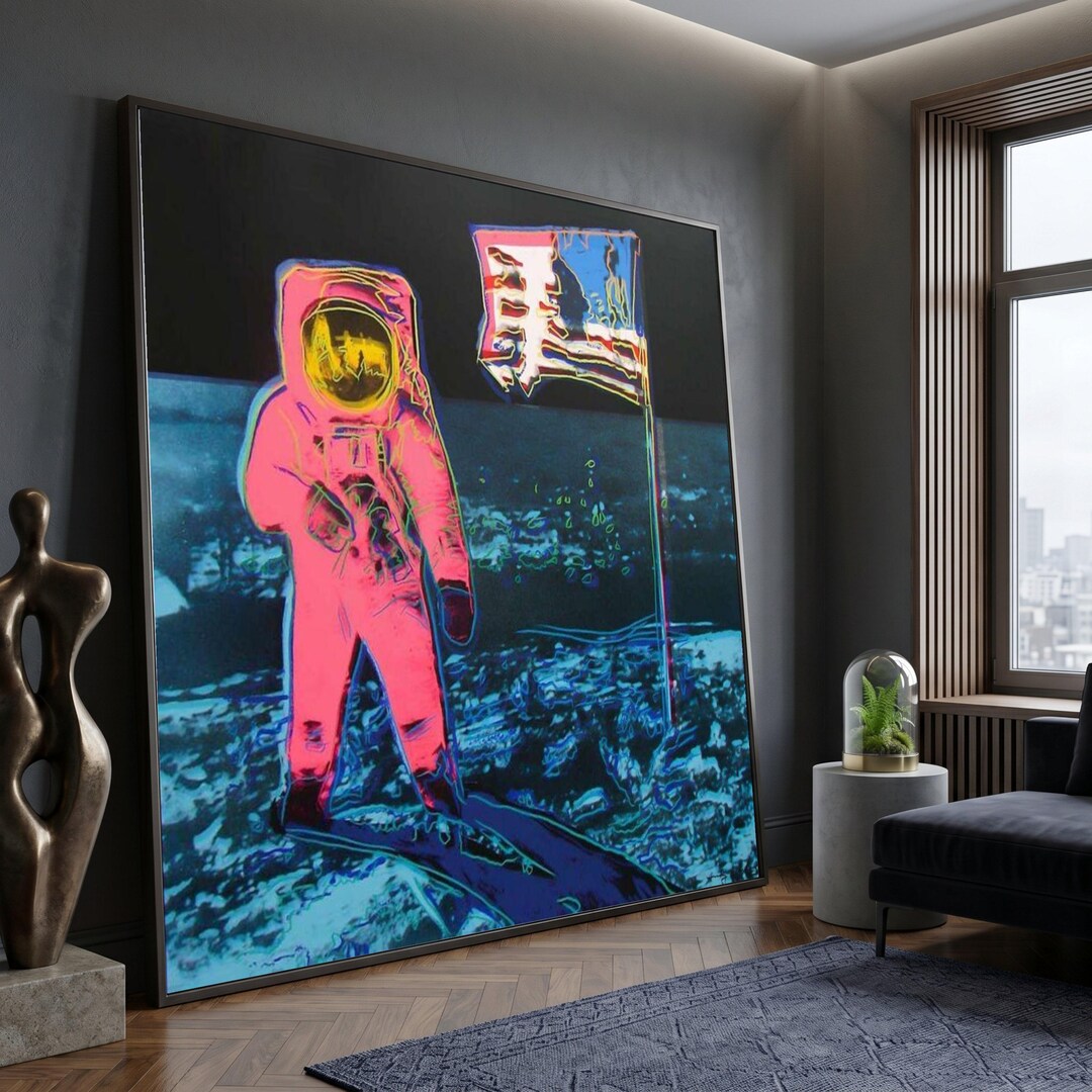 Andy Warhol Inspired Neon Astronaut Canvas, Pop Art Wall Art, Retro ...