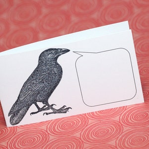 CITANT le CORBEAU. Lot de 5 mini cartes pour correspondance Corbeau Edgar Allen Poe Oiseau noir créatures avec légende Cartes-cadeaux originales Notes pliées Cartes Corbeau