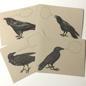 THE RAVENS . Set of 12 Postcards Kraft Cards 4.25 x 5.5 Post Cards Black Birds Crows Poe Inspired Stationery Quirky Animal Cards Invitations image 2
