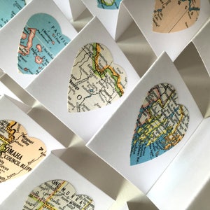 Mini carte LOVE NOTES - Petites cartes carrées pliées de 2 po. Cartes-cadeaux vierges vintage Cartes de correspondance Messages Amoureux des voyages Papeterie Ancien Atlas