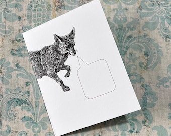 FOX FELICITATIONS . Blank Greeting Card Folded Notecard Quirky Cunning Carnivorous Captioned Critters Stationery Animal Lover All Occasion