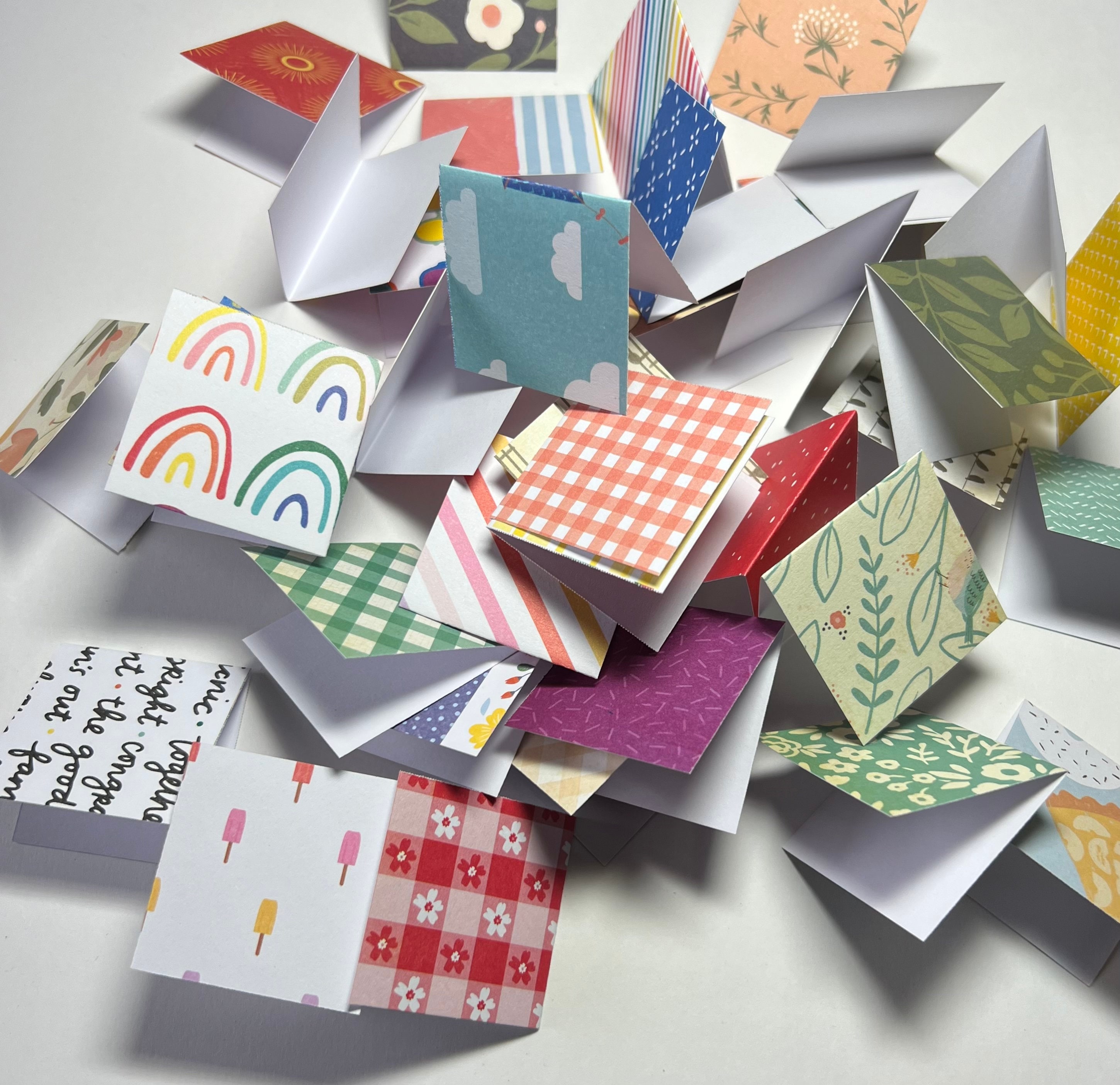 TINY NOTES - 1.75" Mini Teeny Tiny Colorful Folded Square Cards ...