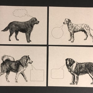 GROS CHIENS. Lot de 12 cartes postales 4,25 x 5,5 cartes postales Labrador Retriever Husky dalmatien Papeterie pour animaux de compagnie Animaux mignons Invitations