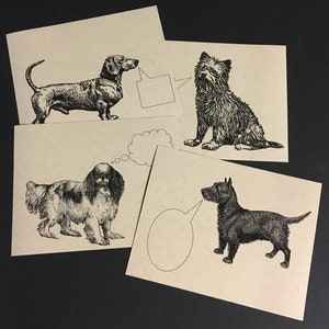PETITS CHIENS. Lot de 12 cartes postales 4,25 x 5,5 cartes postales Teckel Terrier Spaniel Canidés Papeterie pour animaux de compagnie Animaux mignons Invitations