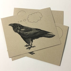 THE RAVENS . Set of 12 Postcards Kraft Cards 4.25 x 5.5 Post Cards Black Birds Crows Poe Inspired Stationery Quirky Animal Cards Invitations image 1