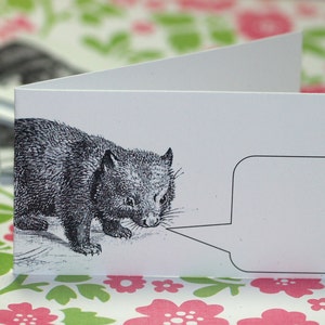 WELLSPOKEN WOMBAT . 5 Mini Notecard Set Australian Furry Animal Captioned Critters Gift Cards Folded Notes Cute Funny Cards Animal Lovers