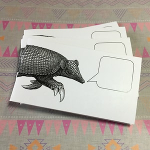 ARMADILLO ARGUMENTATIF . Mini Notecard Ensemble de 5 cartes-cadeaux Papeterie Set Unique Texas Animal Folded Notes Thank You Cards Cartes-cadeaux