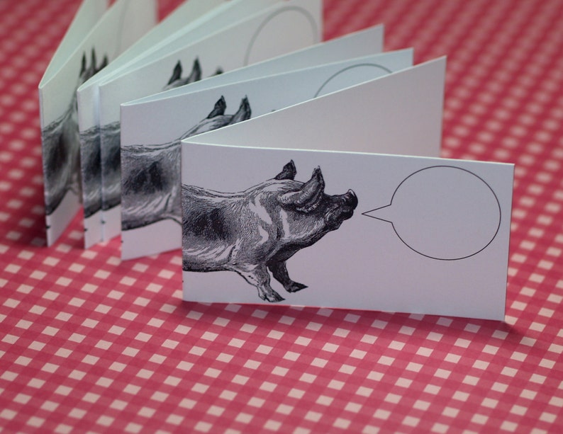 POETIC PIG . Mini Notecards Set of 5 Captioned Critters Handmade ...