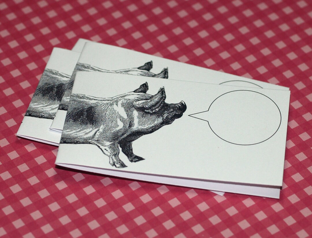 POETIC PIG . Mini Notecards Set of 5 Captioned Critters Handmade ...