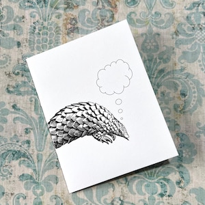 PANGOLIN PLEURANT . Carte de voeux Carte de vœux pliée Animaux originaux avec légende Animaux sauvages Papeterie Animaux sauvages d'Afrique et d'Asie Amusant mignon