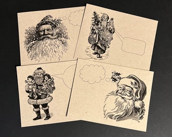 SANTA SAYS . Set of 12 Christmas Postcards Kraft Cards 4.25 x 5.5 Holiday Greetings Vintage Look Claus St Nick Nicholas Xmas ho ho ho