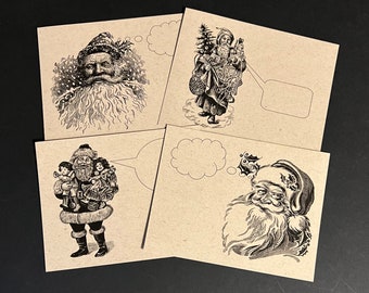 SANTA SAYS . Set of 12 Christmas Postcards Kraft Cards 4.25 x 5.5 Post Cards Holiday Greetings Claus St Nick Nicholas Xmas Cards ho ho ho