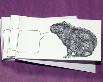 CROONING CAPYBARA . Mini Notecards Handmade Stationery Set Captioned Critters Strange Large Rodent Gift Cards Folded Notes Animal Lovers