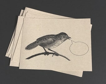 SINGING SONGBIRDS . Set of 12 Postcards Kraft Cards 4.25 x 5.5 Post Cards Stationery Cute Avian Cards Tweeting Feathered Friends Greetings