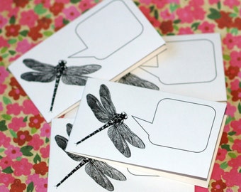 DECLARATIVE DRAGONFLY . Mini Notecards Set Thank You Cards Gift Cards Captioned Critters Folded Small Notes Insects Entomology Cute Bugs