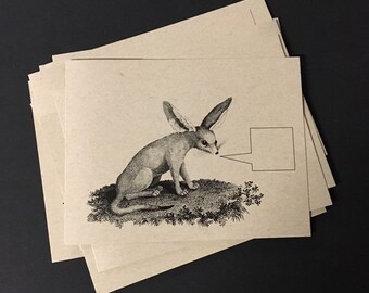 DESERT ANIMALS . Set of 12 Postcards Kraft Cards 4.25 x 5.5 Post Cards Scorpion Camel Ibex Fennec Fox Fun Quirky Stationery Animal Cards