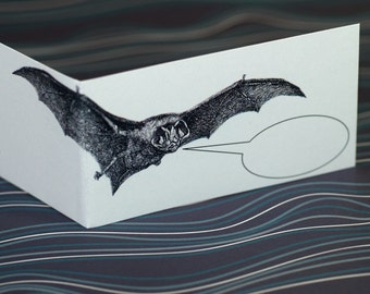 BAT BANTER . Mini Notecards Set of 5 Handmade Stationery Stationery Set Quirky Animal Thank You Cards Folded Notes Halloween Cards