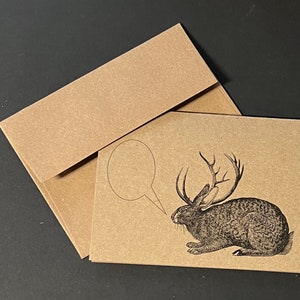 CRÉATURES MYTHIQUES . Ensemble de cartes de correspondance pliées A2 (4,25 x 5,5) Cartes kraft vierges Licorne Griffon Dragon Jabberwocky Mythologie Ensemble cadeau de papeterie