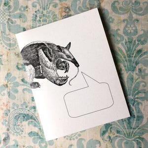 TAMANDUA ATTENDU PAR LA LANGUE . Carte de voeux Carte de correspondance pliée Animaux originaux Animaux légendés Papeterie Fourmilier Animaux sauvages Amusant Cadeaux mignons