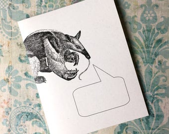 TONGUE-TIED TAMANDUA . Greeting Card Folded Notecard Quirky Animals Captioned Critters Stationery Anteater Wild Animals Fun Cute Gifts