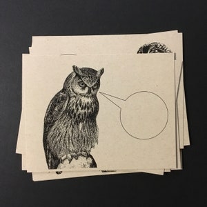 LES HIBOUX SAGES. Lot de 12 cartes postales kraft 4,25 x 5,5 cartes postales ensemble de papeterie oiseaux de proie cartes animaux bricolage faire-part Nocturne