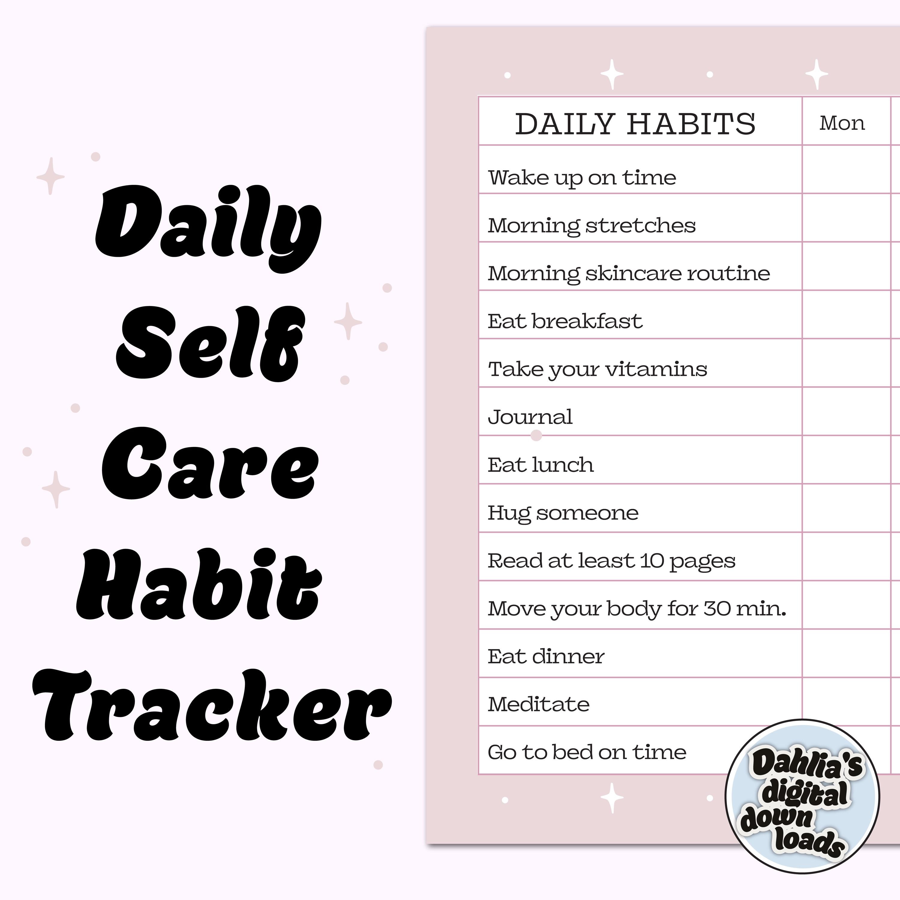 Self Care Habit Tracker | Weekly Planner | Digital Download - Etsy