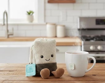 Kawaii Tea Bag Plush – 12cm Cozy Burlap Teabag Soft Toy, Autumn & Winter Decor