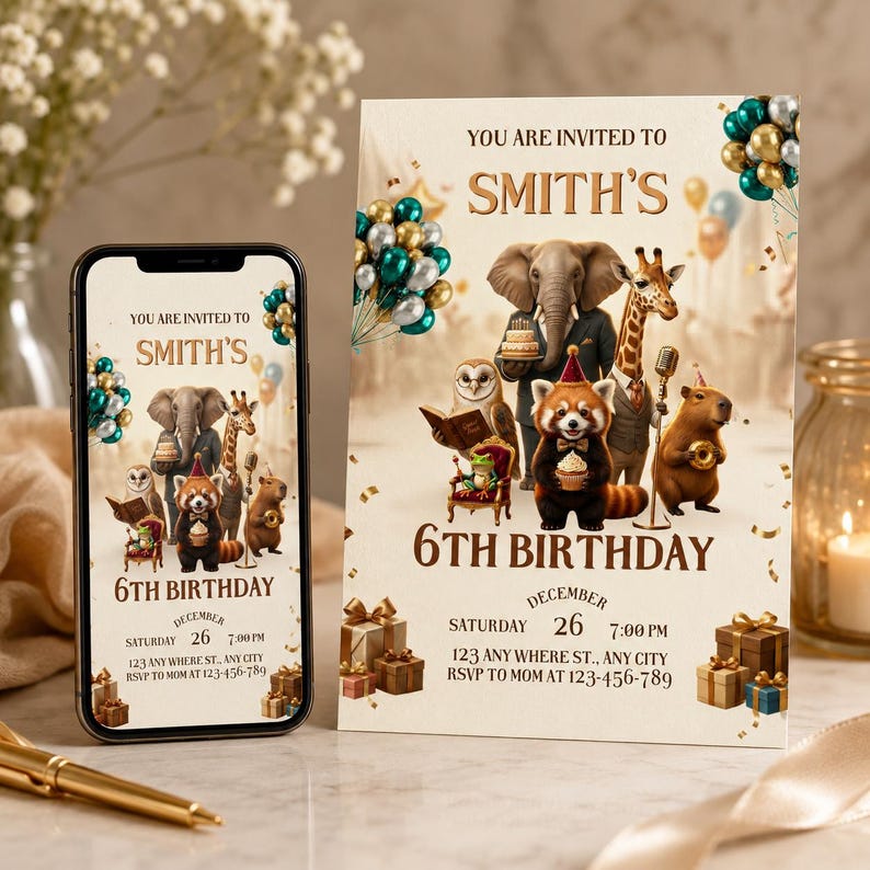ズートピアの誕生日招待状、編集可能なCanvaテンプレート、子供向けパーティー招待状（デジタルダウンロード） 画像 2