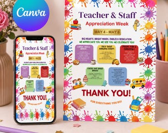 編集可能な教師感謝カードテンプレート、カスタマイズ可能なサンキューカード（デジタルダウンロード）