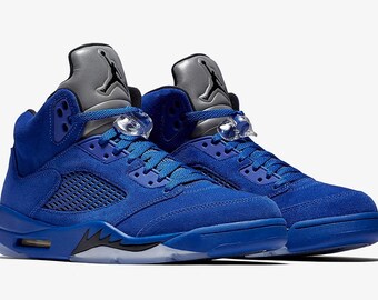 all blue 5 jordans