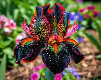 25 bulbos de iris Firestorm Galaxy, raros / multicolores, para jardín / para plantar flores