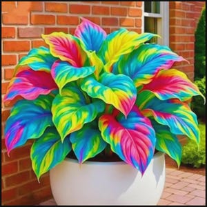 Hosta inspirada en el arcoíris / Hosta perenne variegada de colores poco comunes / Jardín que ama la sombra