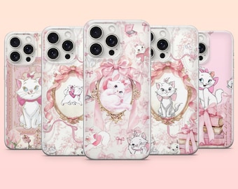 Funda para teléfono Marie Cat Kawaii Cat Aristocat para iPhone 17e, 16, 15, 14, 13, 12, Samsung S25, S24, S23, S22, A16, A26, Pixel 10, 9Pro