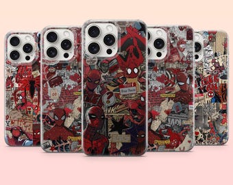 Funda para teléfono Spider-Man con diseño de telaraña de Peter Parker para iPhone 17e, 16, 15, 14, 13, 12, Samsung S25, S24, S23, S22, A16, A26, Pixel 10, 9Pro