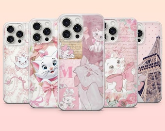 Aristocat Phone Case Marie Cat Kawaii Cat Cover for iPhone 17e, 16, 15, 14, 13, 12, Samsung S25, S24, S23, S22, A16, A26, Pixel 10, 9Pro