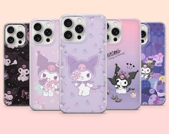 Funda para teléfono Kuromi Kawaii Bunny Sanrio para iPhone 17e, 16, 15, 14, 13, 12, Samsung S25, S24, S23, S22, A16, A26, Pixel 10, 9Pro