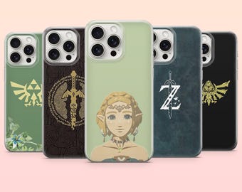 Cover per telefono Legend of Zelda, design minimalista con grafica del gioco Zelda, compatibile con iPhone 17e, 16, 15, 14, 13, 12, Samsung S25, S24, S23, S22, A16, A26, Pixel 10, 9Pro.