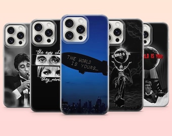 Funda para teléfono "El mundo es tuyo" con diseño de Tony Montana, compatible con iPhone 17, 16, 15, 14, 13, 12, Samsung S25, S24, S23, A16, A26, Pixel 10 y 9Pro.